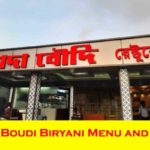 Dada Boudi Biryani Menu and Price List