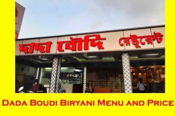 Dada Boudi Biryani Menu and Price List