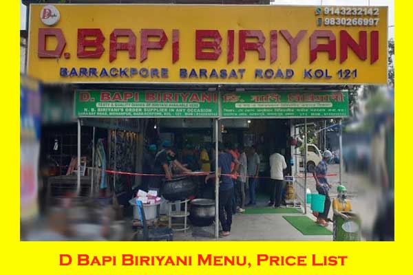 D Bapi Biriyani menu price